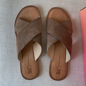 BC Born in California Dear Suede Taupe Sandals sz 7.5